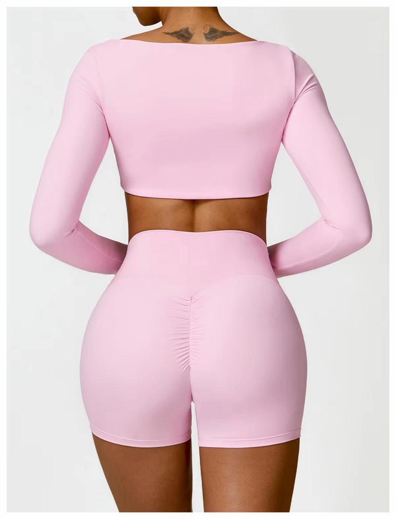 Long Sleeve Square-Neck Top & Shorts Set