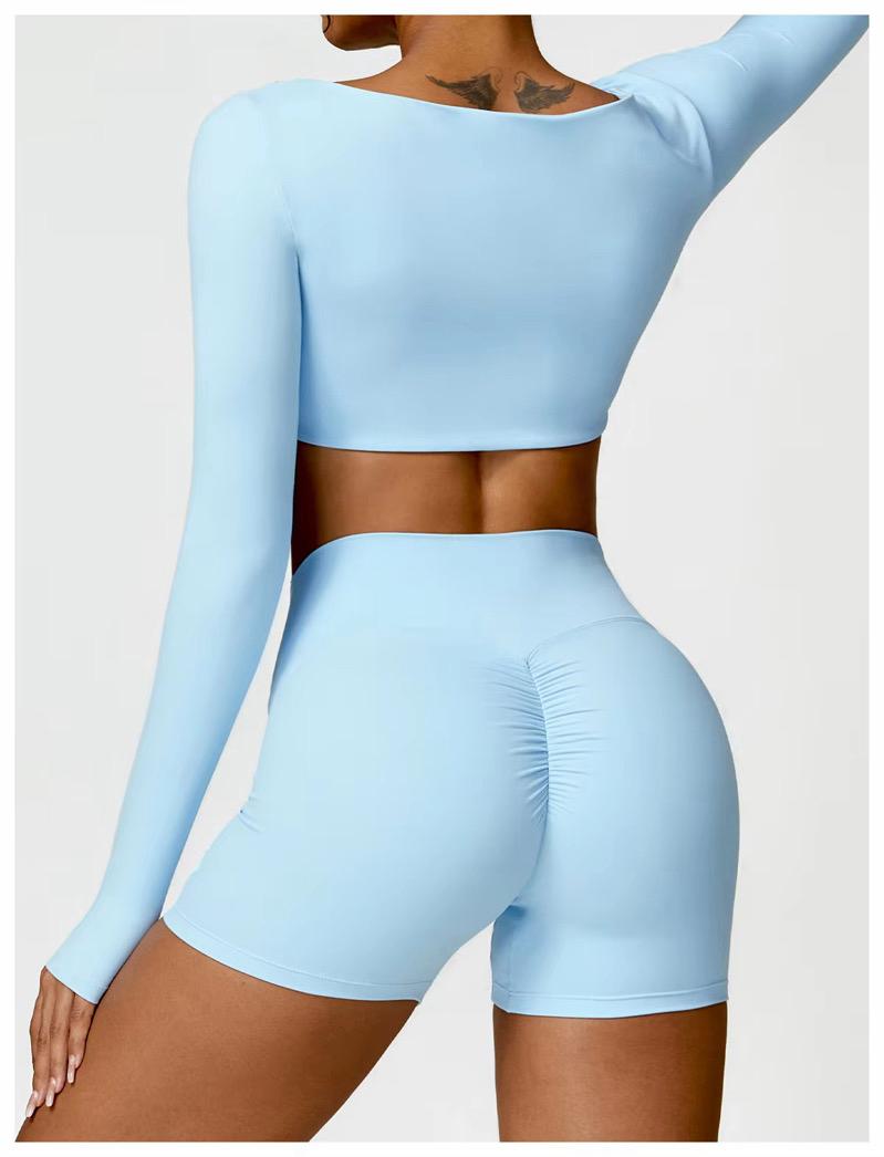 Long Sleeve Square-Neck Top & Shorts Set