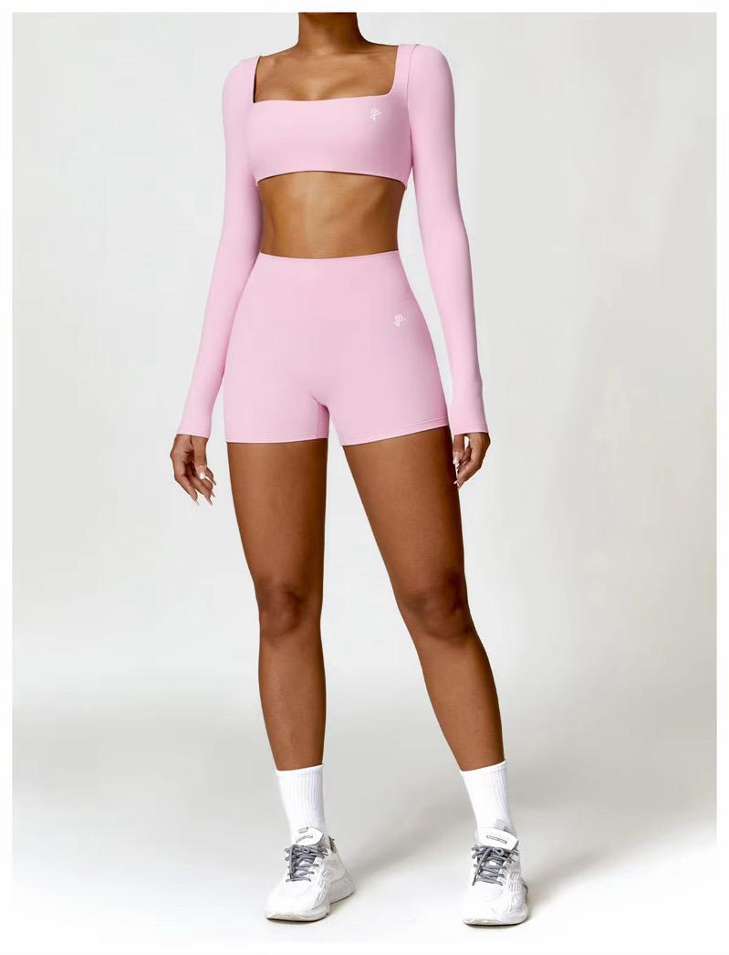 Long Sleeve Square-Neck Top & Shorts Set