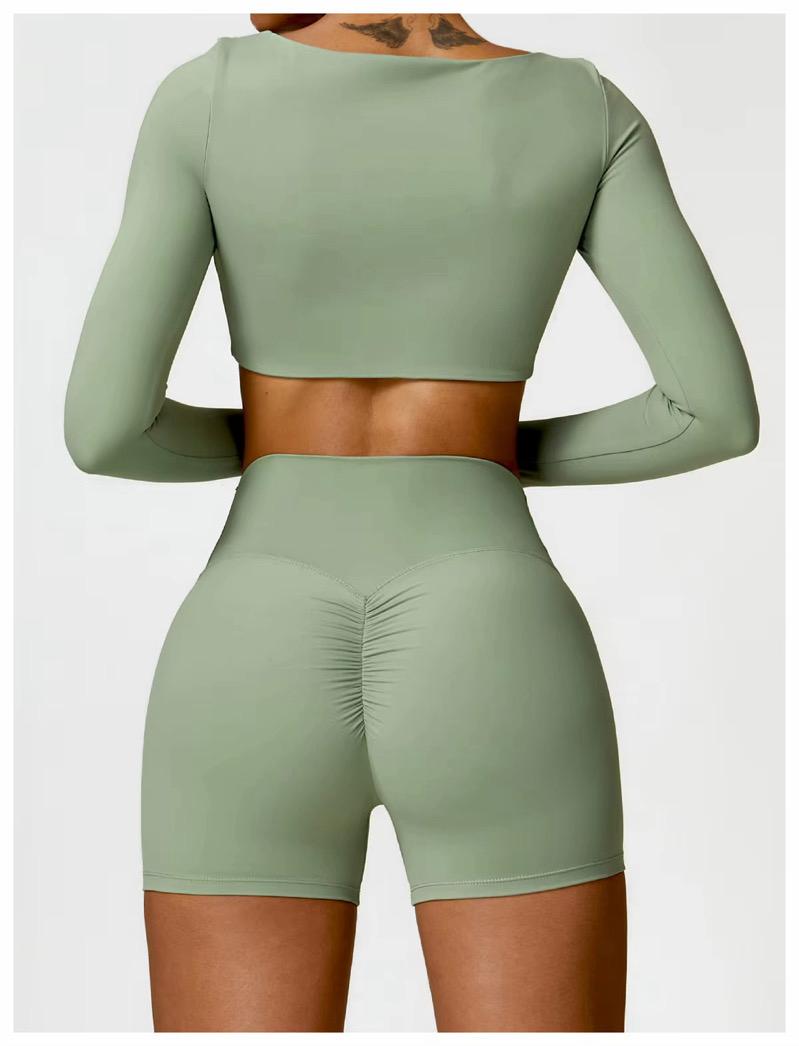 Long Sleeve Square-Neck Top & Shorts Set